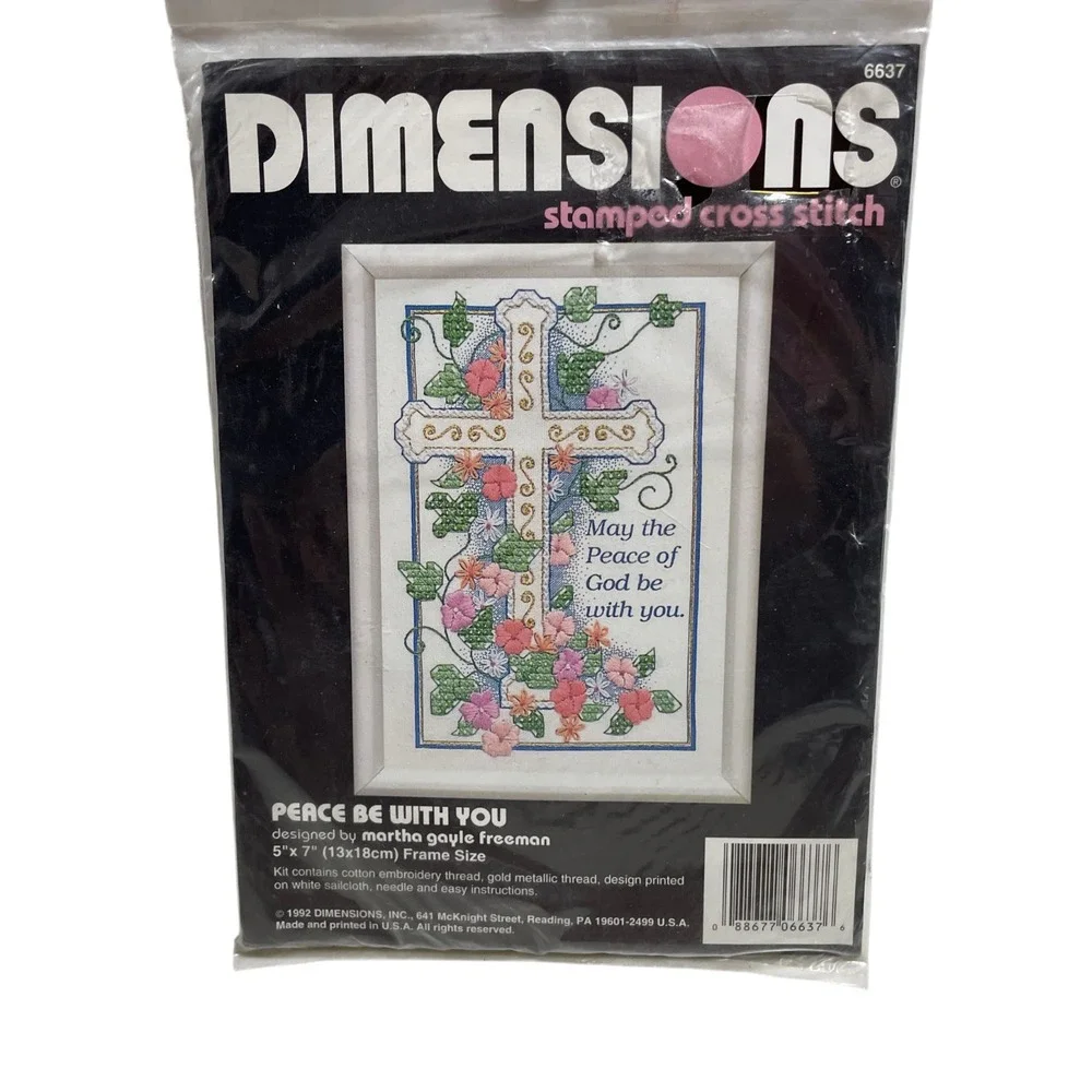 Dimensions 1992 Stamped Cross Stitch Peace Be With You Craft Kit 6637